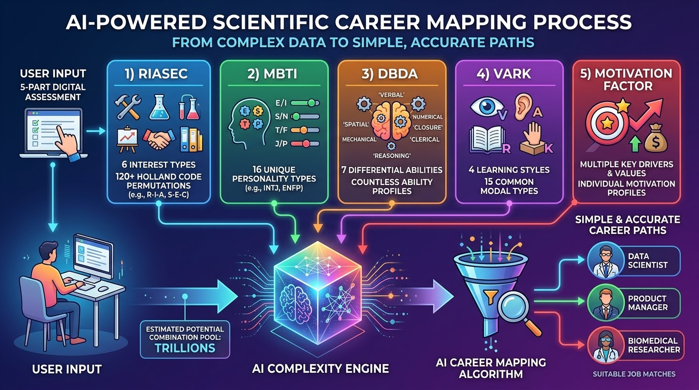 AI-powered scientific career mapping process