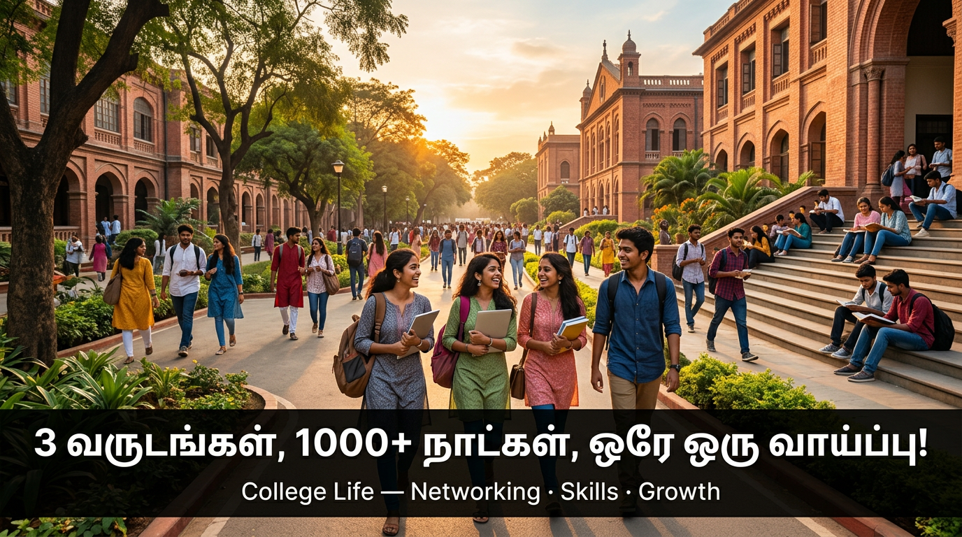 3 வருடங்கள், 1000+ நாட்கள், ஒரே ஒரு வாய்ப்பு! — கல்லூரி வாழ்க்கையை எப்படி தெளிவாக பயன்படுத்தலாம்